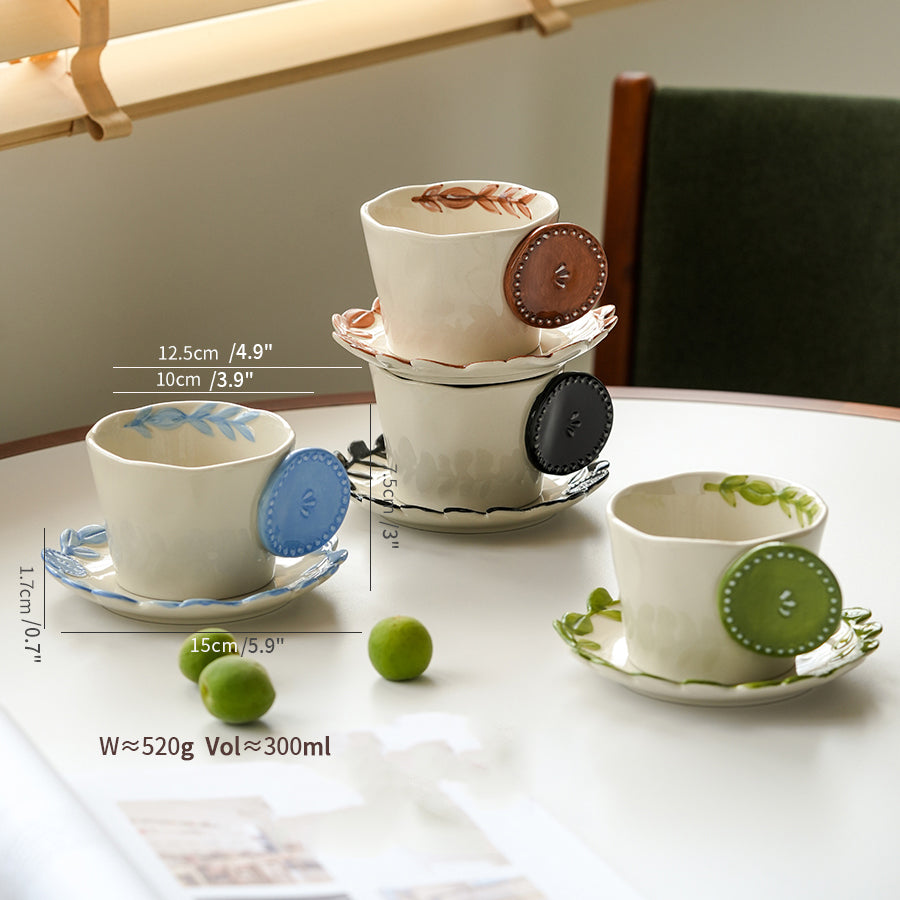 Delicate Ceramic Coffee Mugs and Plates