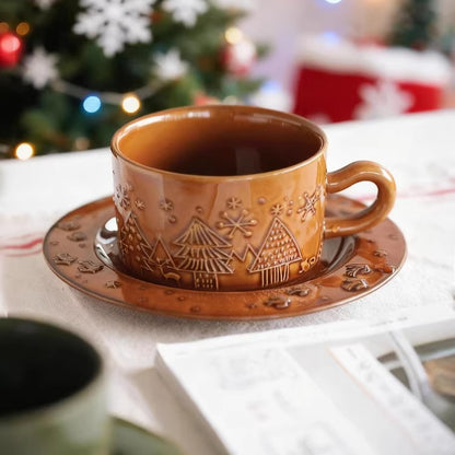 Elegant Christmas Coffee Cup and Saucer Gift Set