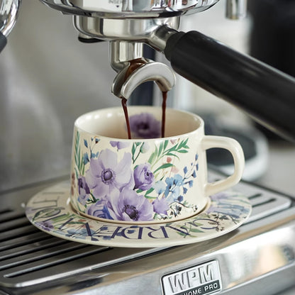 Delicate Floral Ceramic Coffee Mug Set