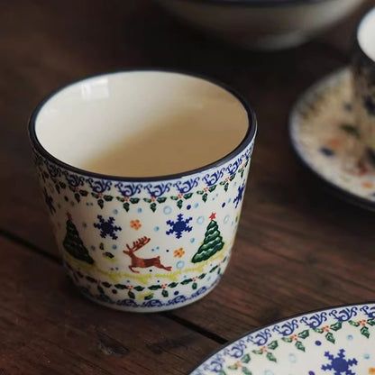 Vintage Christmas Gift Ceramic Coffee Mug Plate