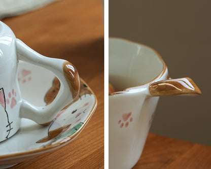 Underglazed Cat-themed Bowls Mugs Set