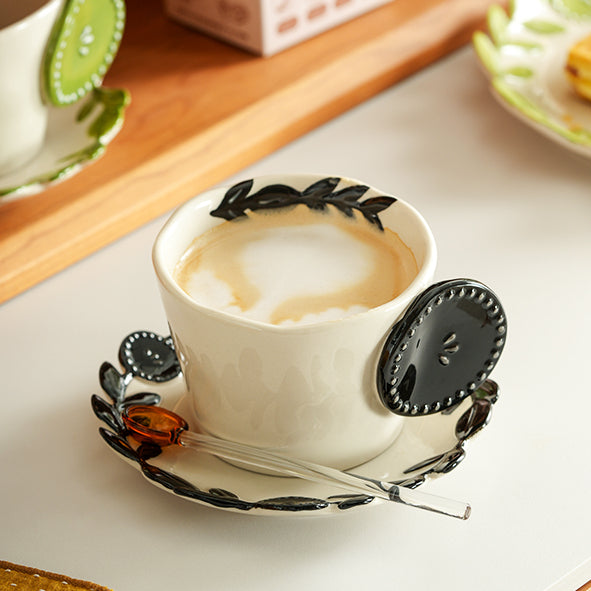 Delicate Ceramic Coffee Mugs and Plates