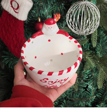 Santa Claus Ceramic Bowl - Underglaze Color Tableware
