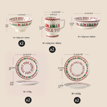 Christmas Series French Style Ceramic Plates Bowls Mugs Set