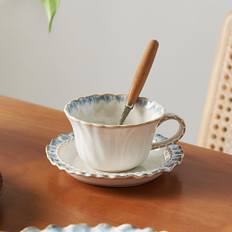 Vintage Ceramic Dinnerwares Set, Bowls Plates Mug with Lace Rim