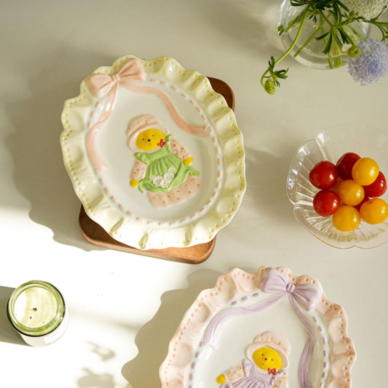 Exquisite Underglazed Ceramic Breakfast Plates