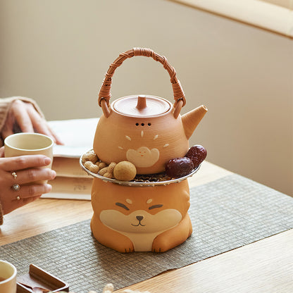 Small Ceramic Stove Tea Pot Set for Indoor Home - PeauleyHome