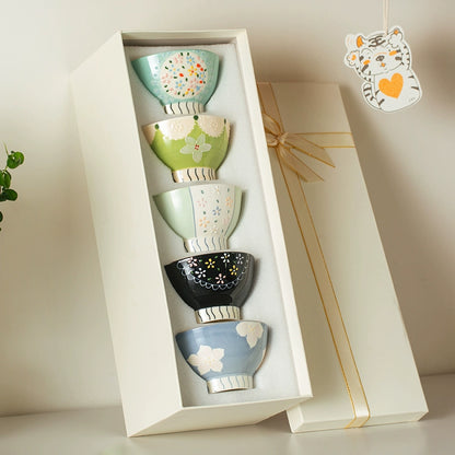 Delicate Ceramic Rice Bowls Set Ideal Gift