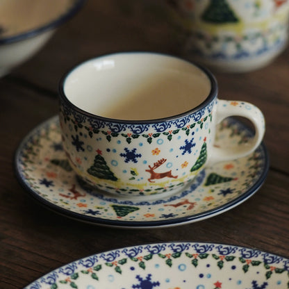 Vintage Christmas Gift Ceramic Coffee Mug Plate