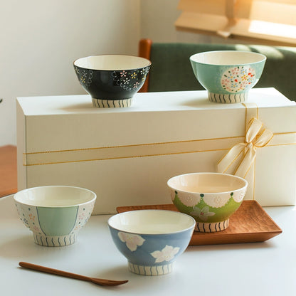 Delicate Ceramic Rice Bowls Set Ideal Gift