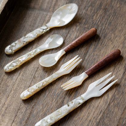 Natural Pearl Shellfish Spoon Fork