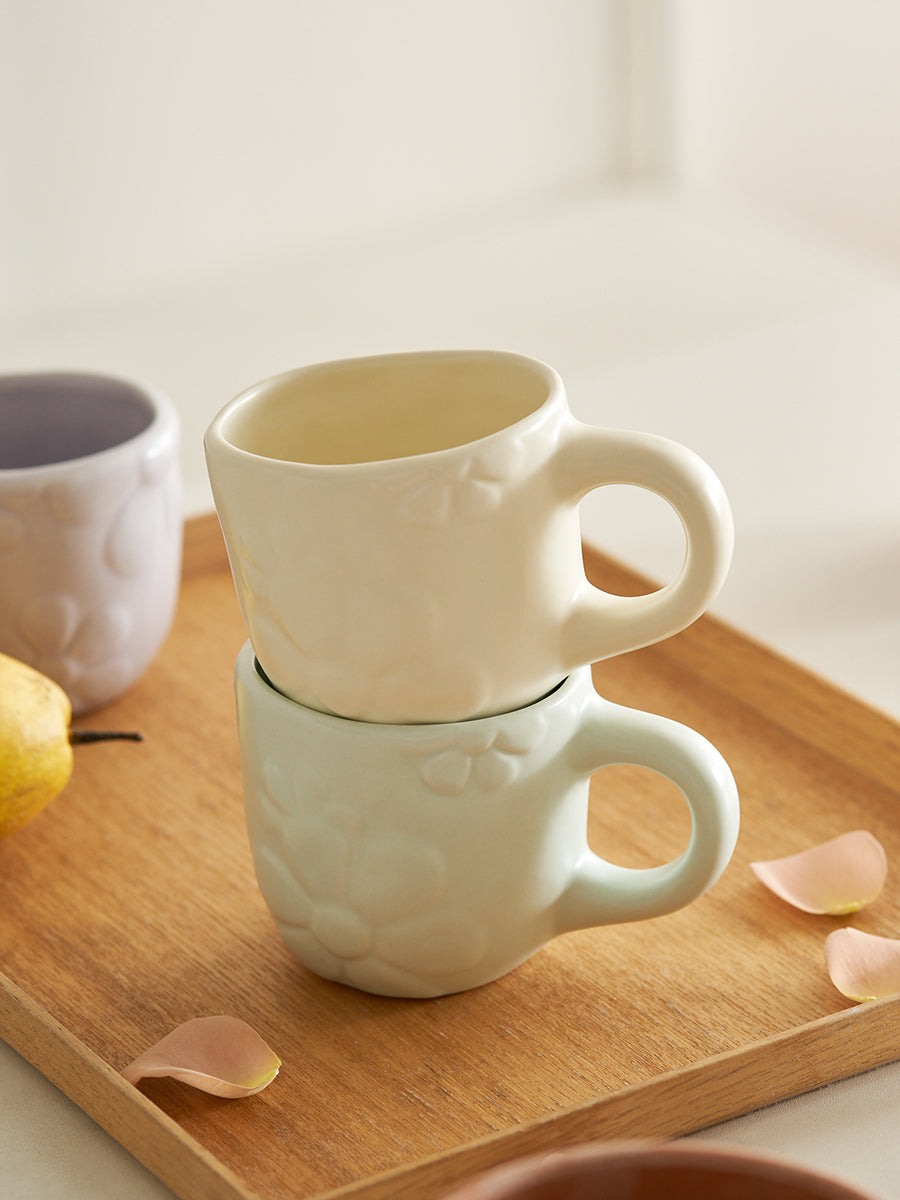 Embossed Floral Mugs for Home and Office - PeauleyHome