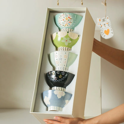 Delicate Ceramic Rice Bowls Set Ideal Gift