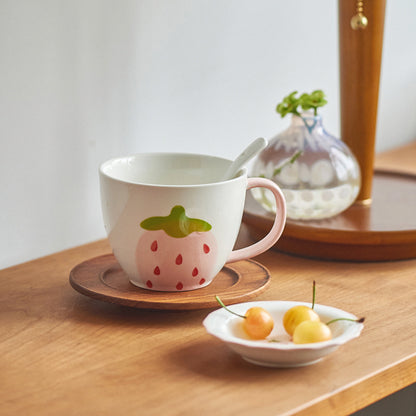 Pretty Strawberry Ceramic Saucers Bowls Plates Spoon - PeauleyHome