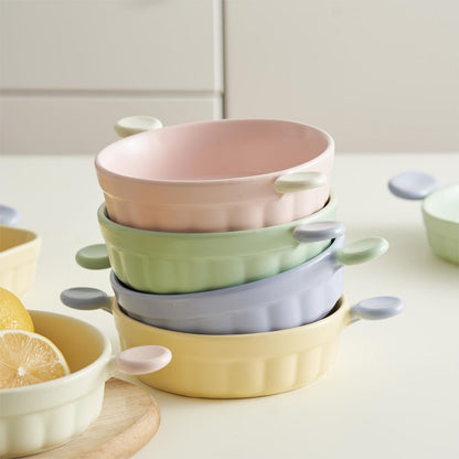 Macaroon Color Deep Plates with Two Handles - PeauleyHome