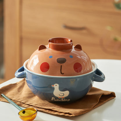 Cartoon Ceramic Noodle Bowls with Handles - PeauleyHome