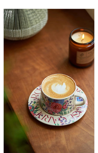 Delicate Floral Ceramic Coffee Mug Set