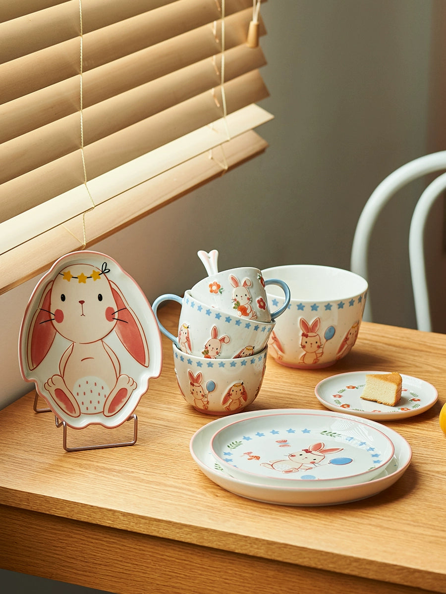 New Arrival Pretty Bunny Ceramic Bowls Plates Mugs Set - PeauleyHome