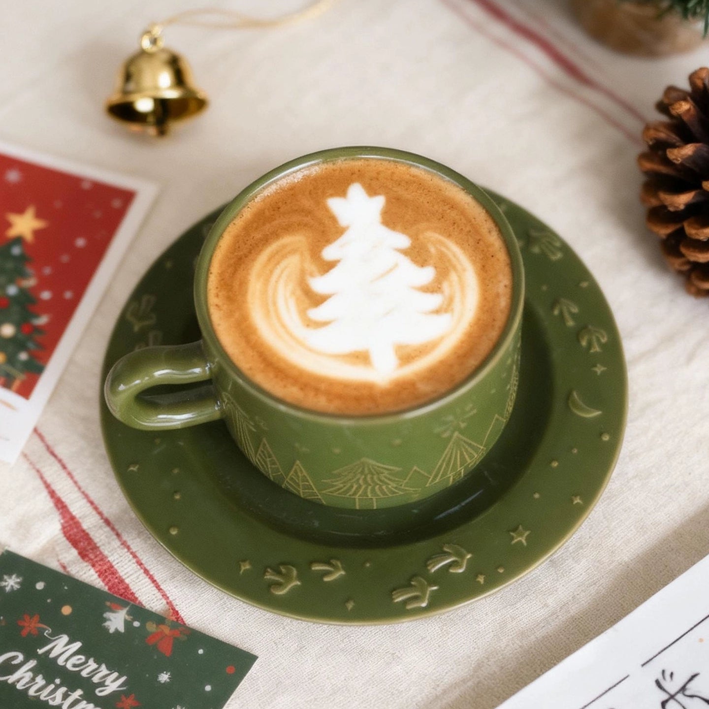 Elegant Christmas Coffee Cup and Saucer Gift Set