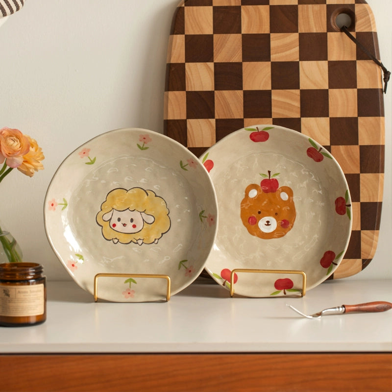 Cute Animal-themed Ceramic Underglazed Breakfast Plates