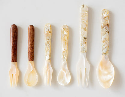 Natural Pearl Shellfish Spoon Fork