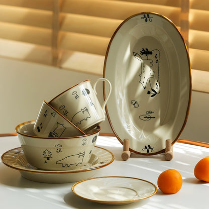 New Arrival Pretty Ceramic Plates Bowls Set