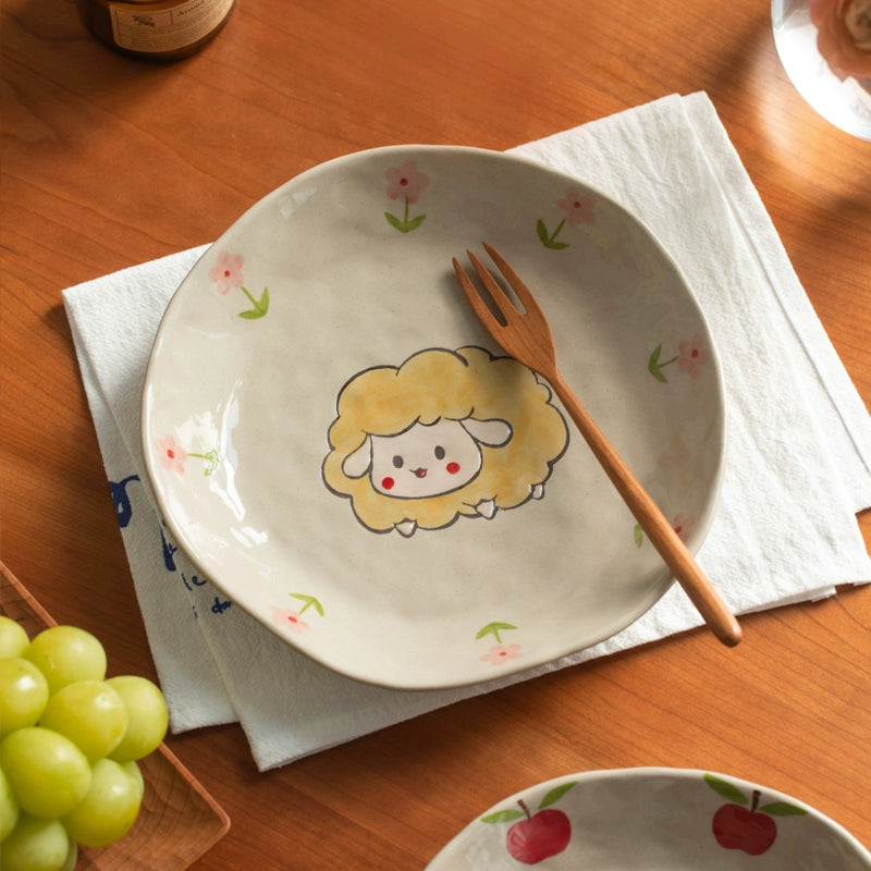 Cute Animal-themed Ceramic Underglazed Breakfast Plates