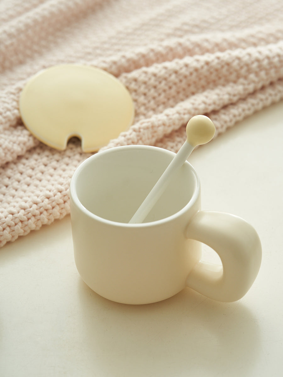 Cute Ceramic Mug with Lids and Spoon for Girls - PeauleyHome