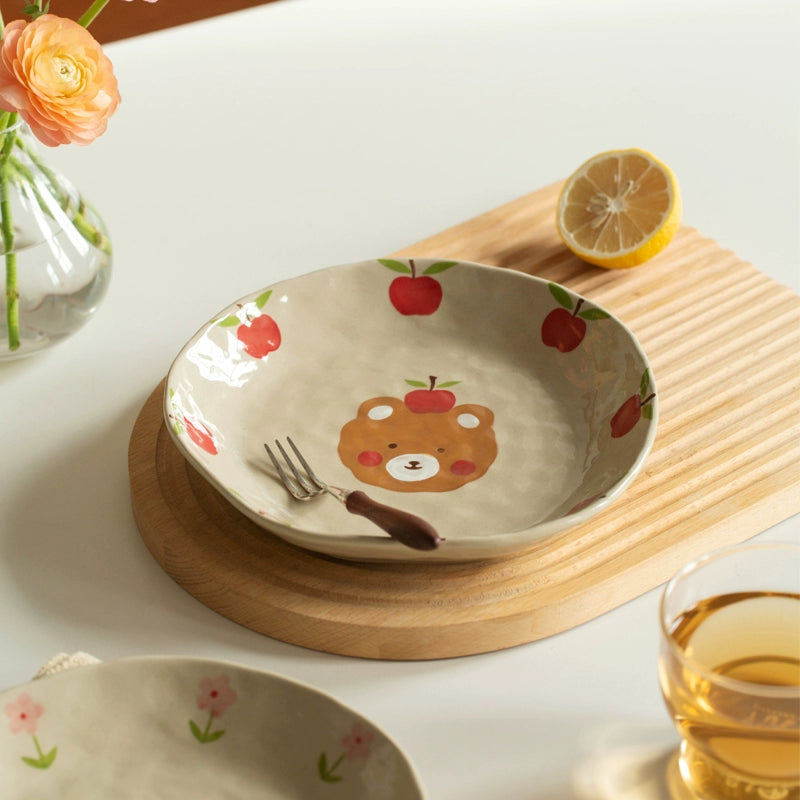 Cute Animal-themed Ceramic Underglazed Breakfast Plates