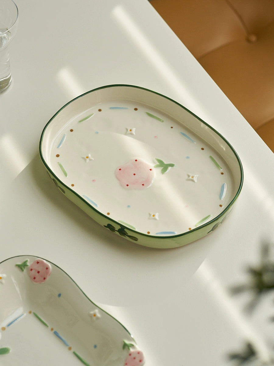 Adorable Floral Ceramic Bowls Plates Spoons Set - PeauleyHome