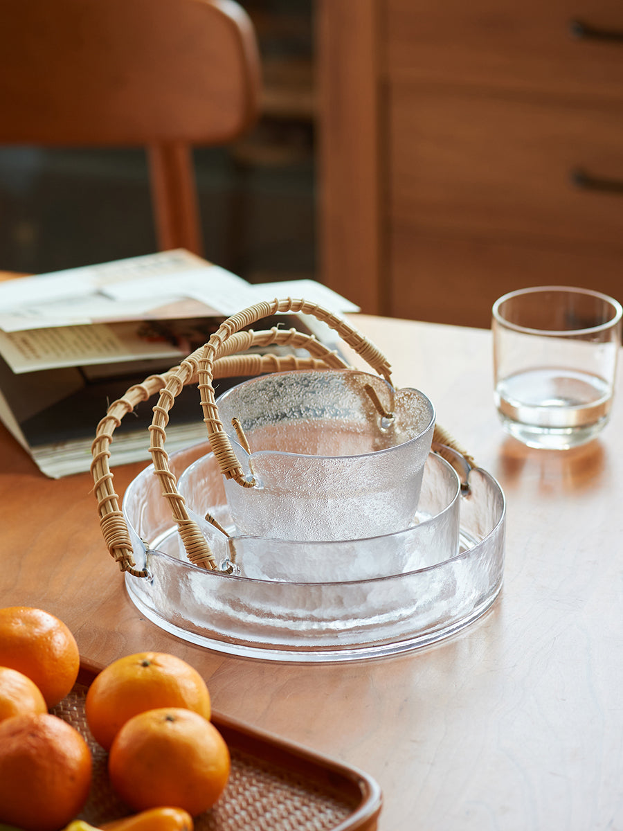 Glass Fruit Basket with Rattan Handle - PeauleyHome