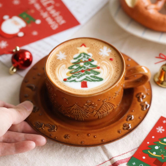 Elegant Christmas Coffee Cup and Saucer Gift Set