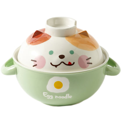 Cartoon Ceramic Noodle Bowls with Handles - PeauleyHome