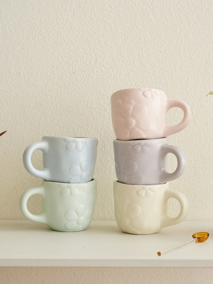 Embossed Floral Mugs for Home and Office - PeauleyHome