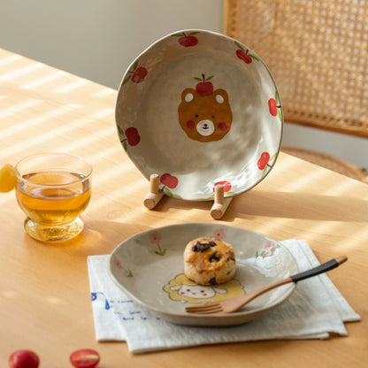 Cute Animal-themed Ceramic Underglazed Breakfast Plates