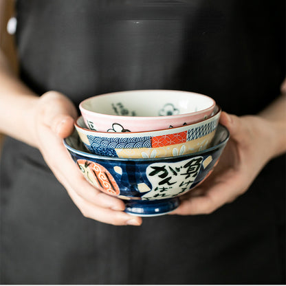 Japan Made Prosperity Animals Ceramic Rice Bowls