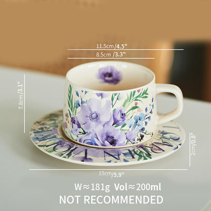 Delicate Floral Ceramic Coffee Mug Set