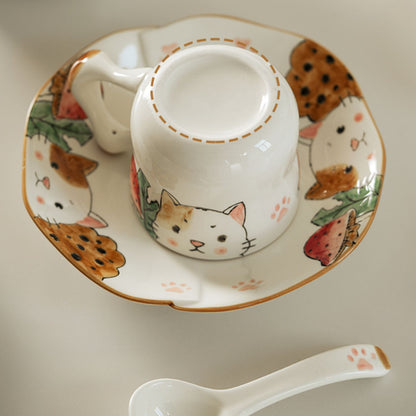 Underglazed Cat-themed Bowls Mugs Set