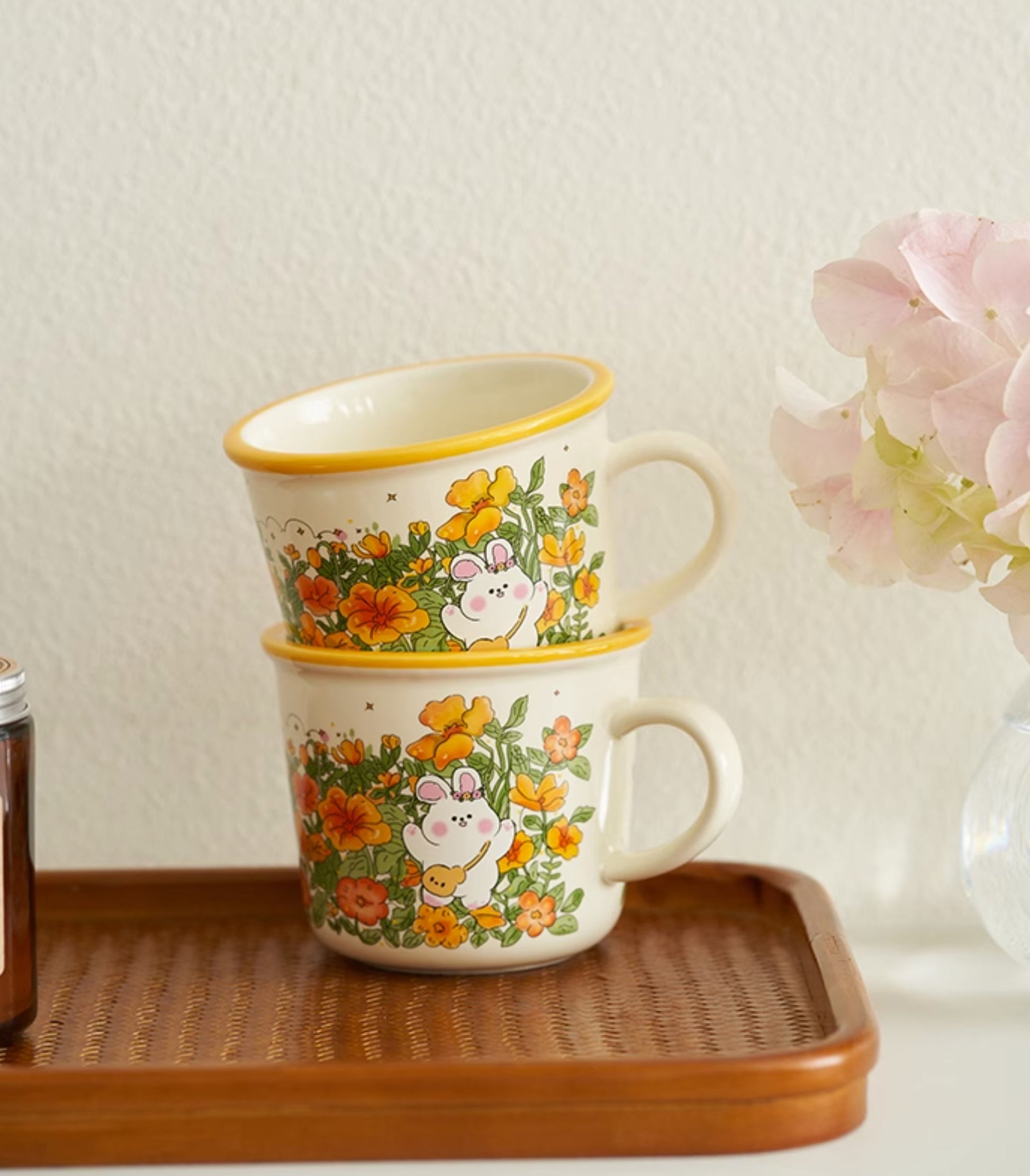 Original Floral Large Ceramic Mugs for Girls - PeauleyHome