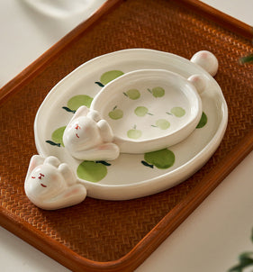 Original Cartoon Bunny Ceramic Plates Tablewares - PeauleyHome