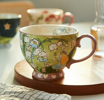 Hand-painted Lovely Cartoon Ceramic Coffee Mugs Tea Cups - PeauleyHome