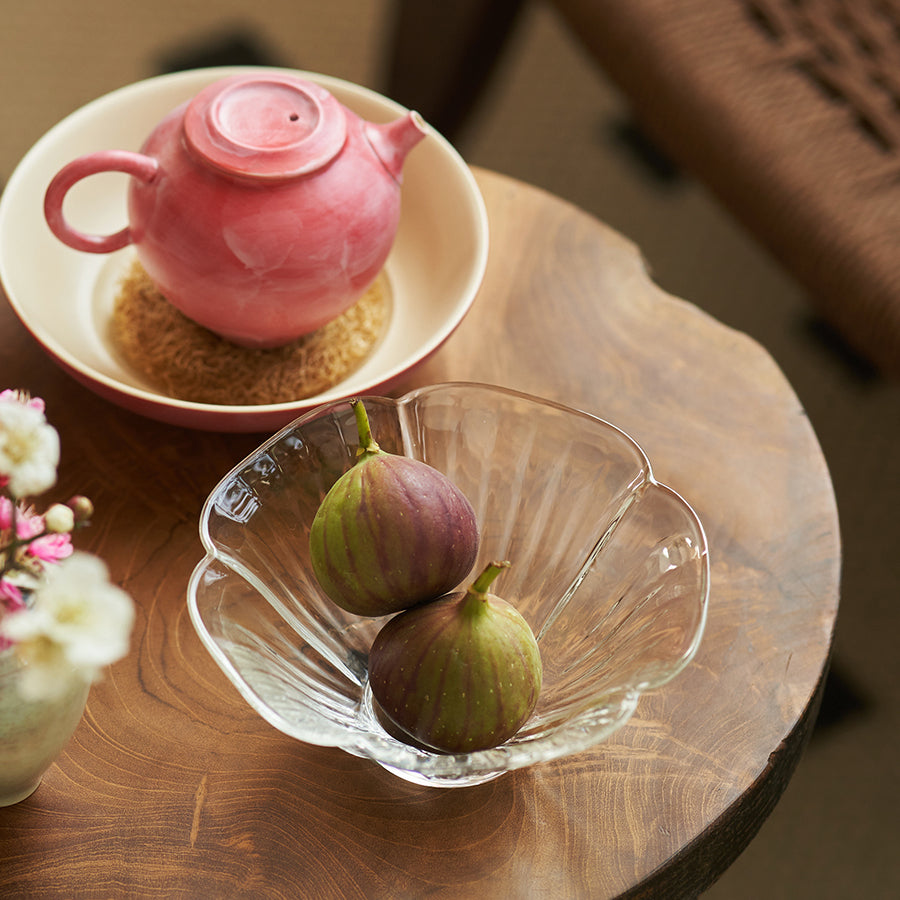 Delicate Petal Glass Bowl & Spoon