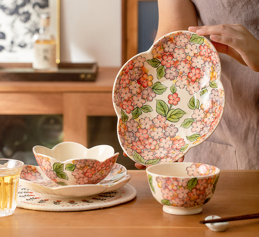 Beautiful Floral Ceramic Bowls Petal Plates - PeauleyHome