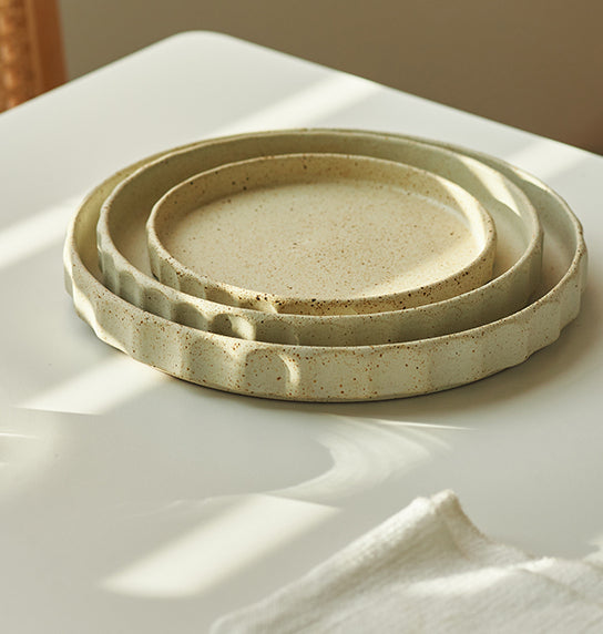 Vintage Crude Pottery Ceramic Rice Bowls Trays - PeauleyHome