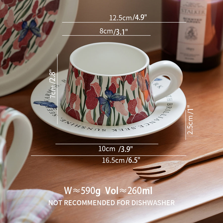 Exquisite Floral Ceramic Coffee Mug Set