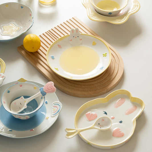 Adorable Rabbit Unicorn Ceramic Plates for Fruit or Food - PeauleyHome