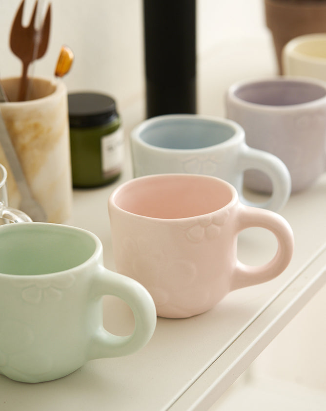 Embossed Floral Mugs for Home and Office - PeauleyHome