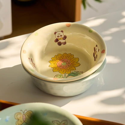 Pretty Underglazed Ceramic Yoghurt Bowl