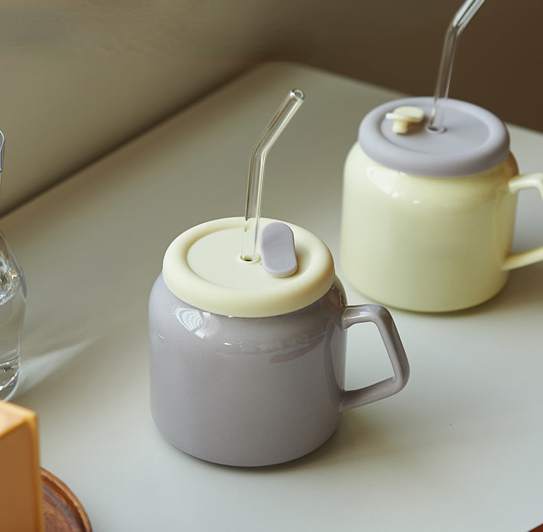 Ceramic Water Cup with Straw - PeauleyHome