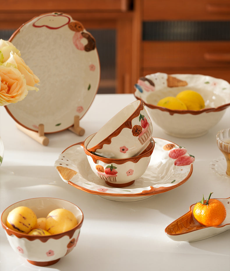 2025 New Arrival Adorable Underglazed Noodle Bowl Plate Set